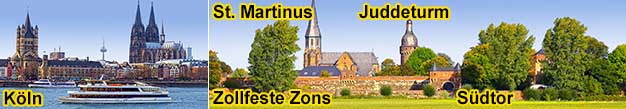 Tagesausfl�ge mit dem Schiff ab K�ln nach Zons und Monheim am Rhein